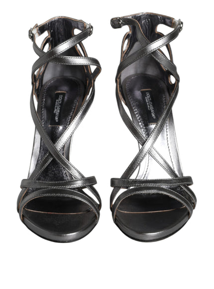 Dolce & Gabbana Silver Cut-out Leather Sandals