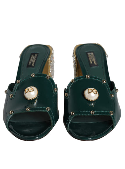 Dolce & Gabbana Crystal Leather Slip-on Sandals