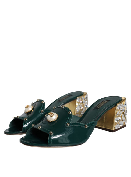 Dolce & Gabbana Crystal Leather Slip-on Sandals