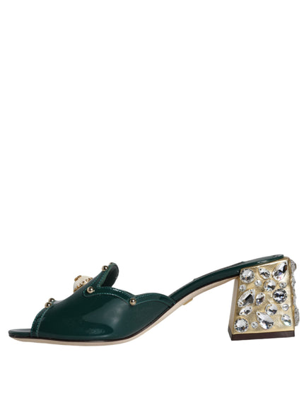 Dolce & Gabbana Crystal Leather Slip-on Sandals