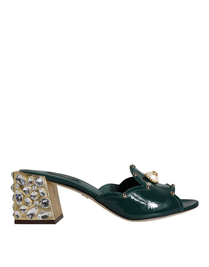 Dolce & Gabbana Crystal Leather Slip-on Sandals