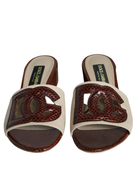 Dolce & Gabbana Logo Sandals In Brown Leather