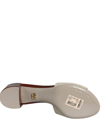 Dolce & Gabbana Logo Sandals In Brown Leather