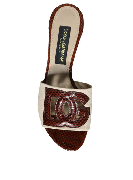 Dolce & Gabbana Logo Sandals In Brown Leather