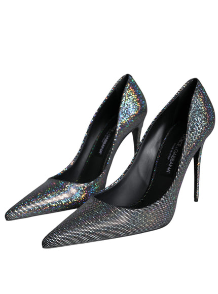 Dolce & Gabbana Strass Leather Pumps in Metallic