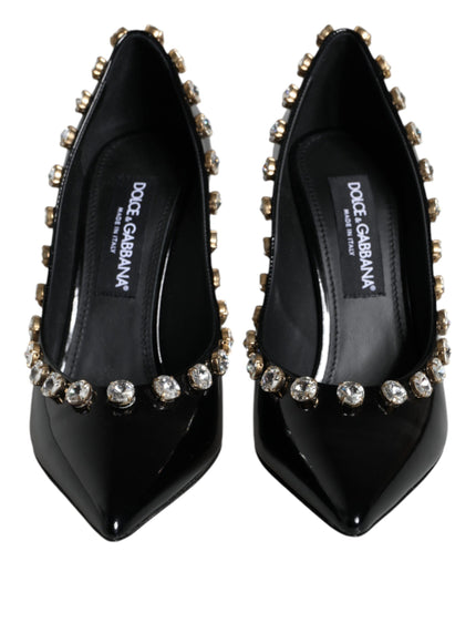 Dolce & Gabbana Crystal Pumps In Black Leather