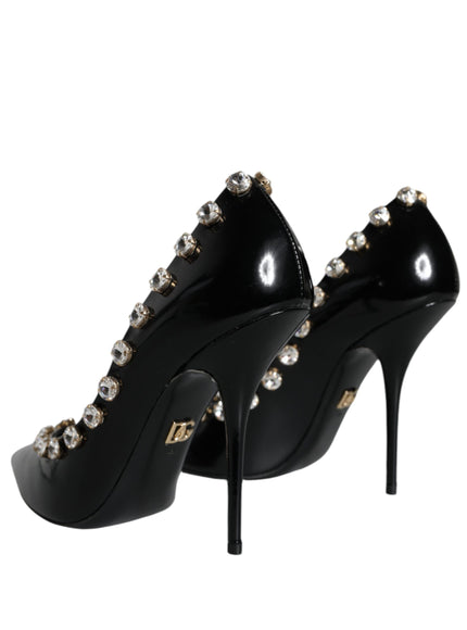 Dolce & Gabbana Crystal Pumps In Black Leather