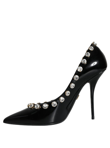 Dolce & Gabbana Crystal Pumps In Black Leather