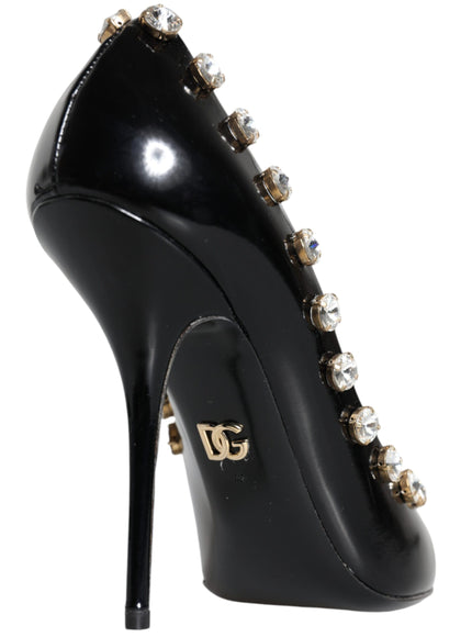 Dolce & Gabbana Crystal Pumps In Black Leather