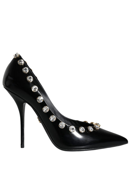 Dolce & Gabbana Crystal Pumps In Black Leather