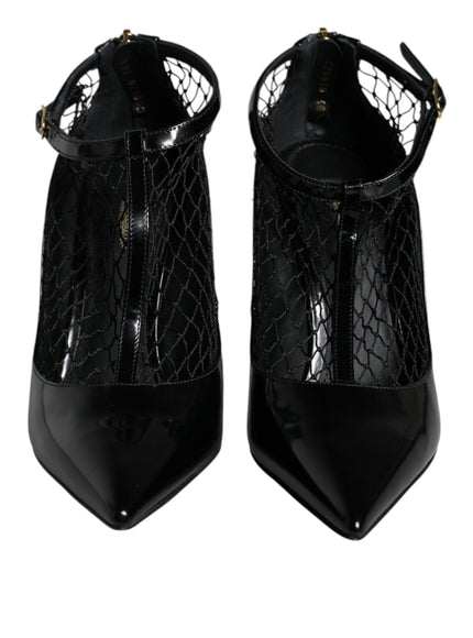 Dolce & Gabbana Patent Leather Mesh Pumps In Black