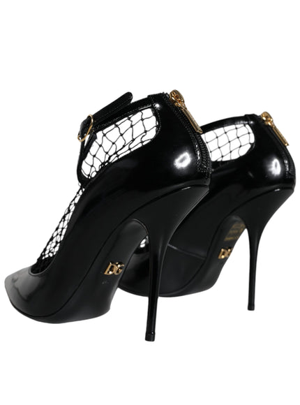 Dolce & Gabbana Patent Leather Mesh Pumps In Black