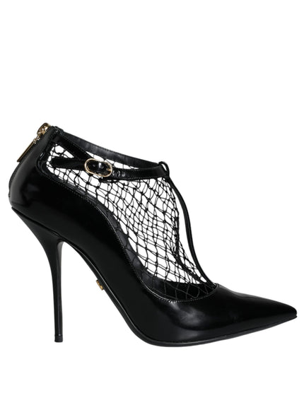 Dolce & Gabbana Patent Leather Mesh Pumps In Black