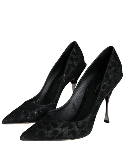 Dolce & Gabbana Leopard Lurex Pumps In Black