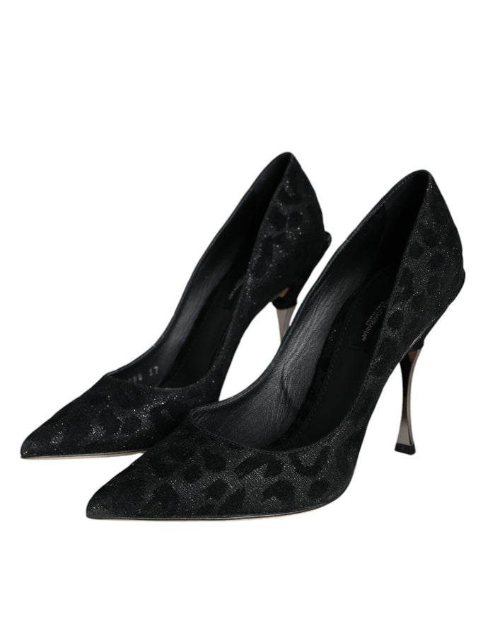 Dolce & Gabbana Leopard Lurex Pumps In Black