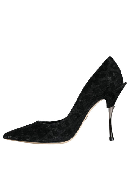 Dolce & Gabbana Leopard Lurex Pumps In Black