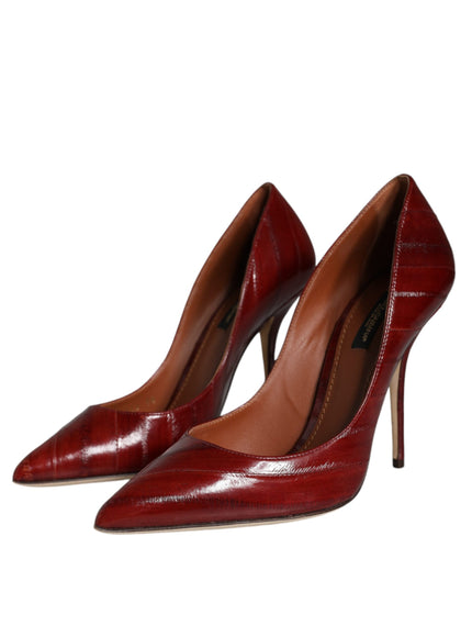 Dolce & Gabbana Leather High Heel Pumps In Dark Red