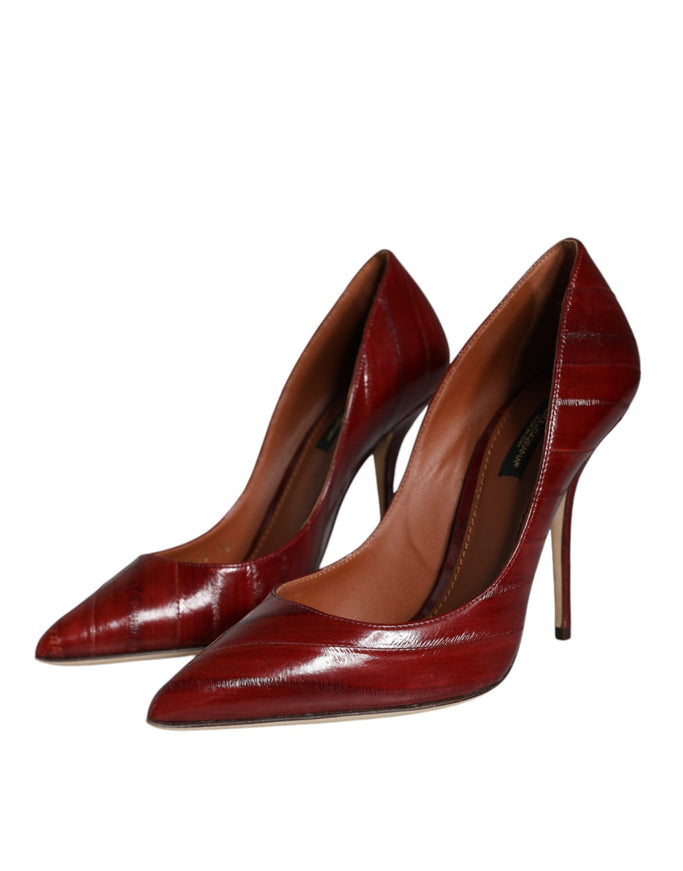 Dolce & Gabbana Leather High Heel Pumps In Dark Red