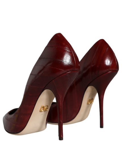 Dolce & Gabbana Leather High Heel Pumps In Dark Red