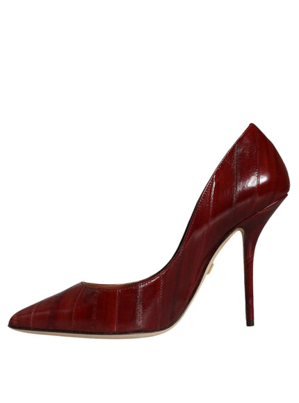 Dolce & Gabbana Leather High Heel Pumps In Dark Red