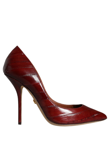 Dolce & Gabbana Leather High Heel Pumps In Dark Red