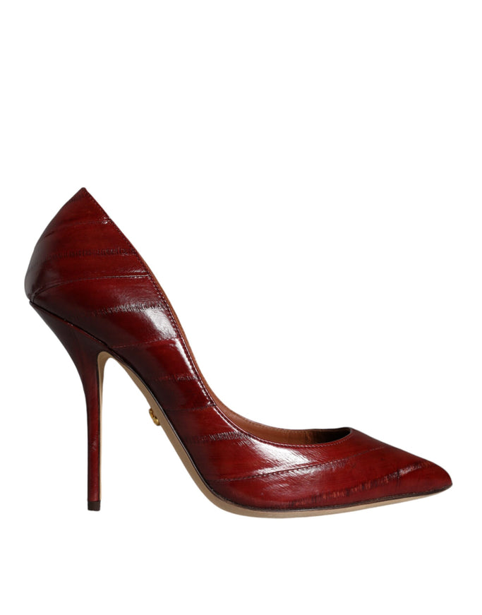 Dolce & Gabbana Leather High Heel Pumps In Dark Red