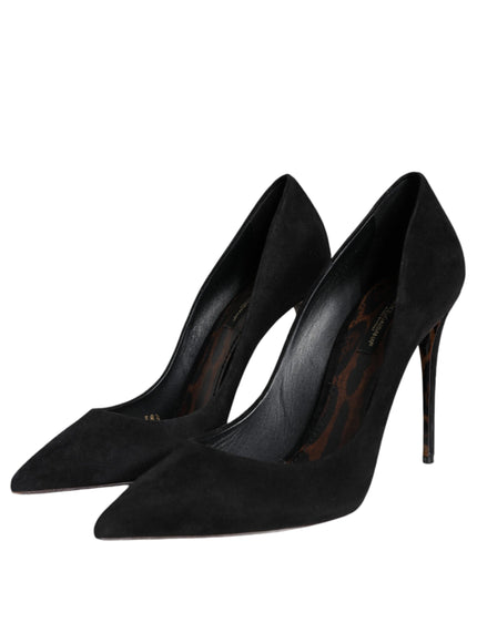 Dolce & Gabbana Black Stiletto Pumps In Suede Leather