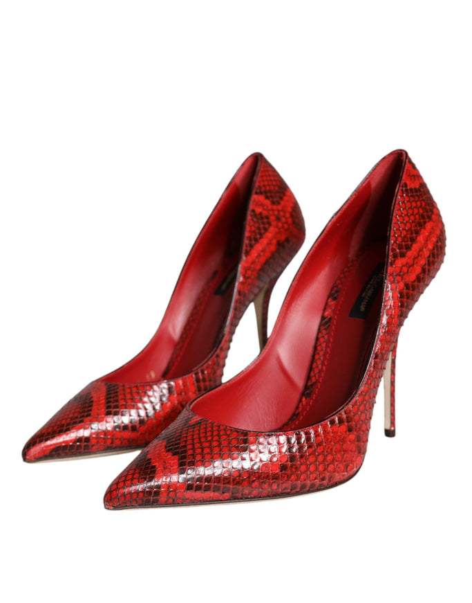 Dolce & Gabbana Python Leather Pumps In Red