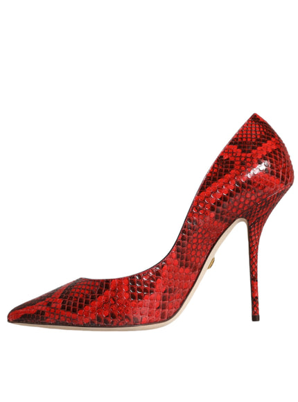 Dolce & Gabbana Python Leather Pumps In Red