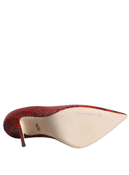 Dolce & Gabbana Python Leather Pumps In Red