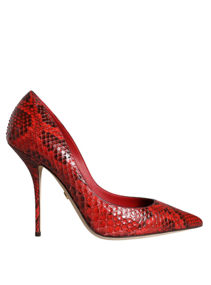 Dolce & Gabbana Python Leather Pumps In Red