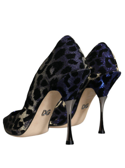 Dolce & Gabbana Flocked Leopard-print Lamé Pumps