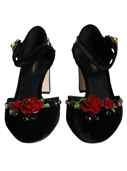 Dolce & Gabbana Ankle Strap Pumps With Rose Detail