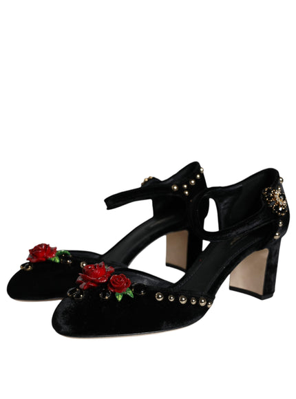 Dolce & Gabbana Ankle Strap Pumps With Rose Detail