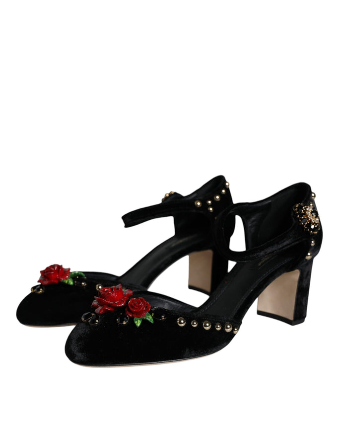 Dolce & Gabbana Ankle Strap Pumps With Rose Detail