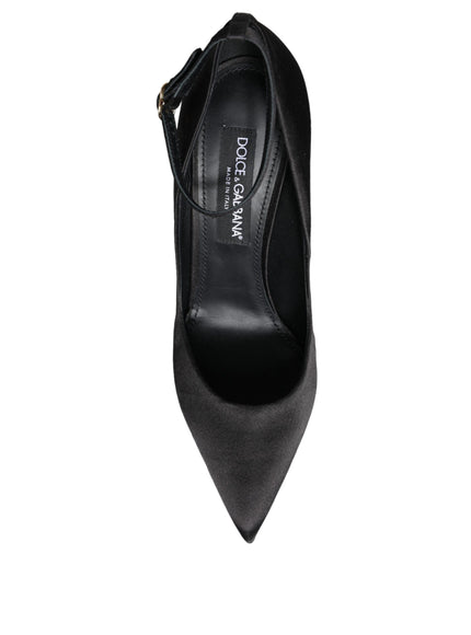 Dolce & Gabbana Ankle Strap Pumps In Black Satin