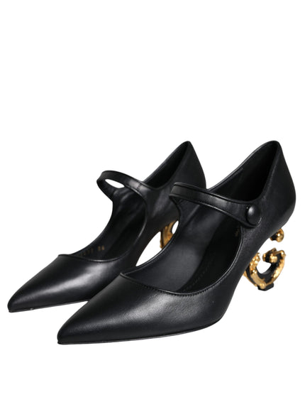 Dolce & Gabbana Leather Mary Jane With Baroque DG heel