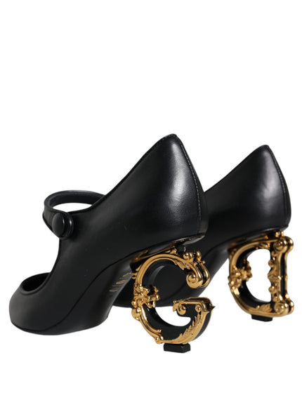 Dolce & Gabbana Leather Mary Jane With Baroque DG heel