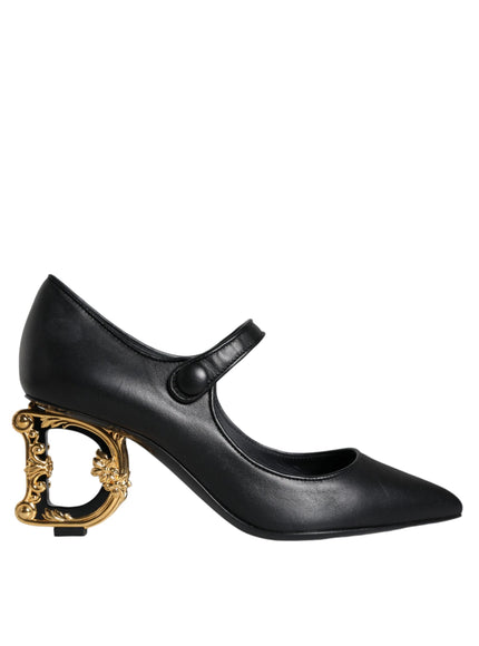 Dolce & Gabbana Leather Mary Jane With Baroque DG heel