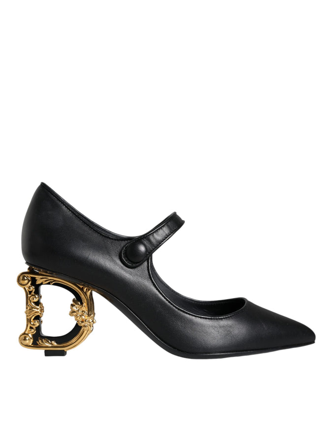 Dolce & Gabbana Leather Mary Jane With Baroque DG heel