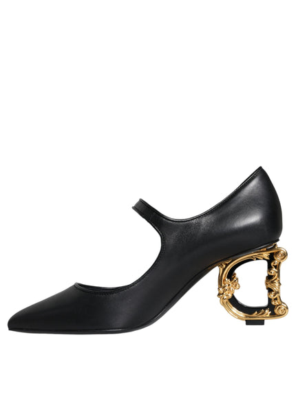 Dolce & Gabbana Leather Mary Jane With Baroque DG heel