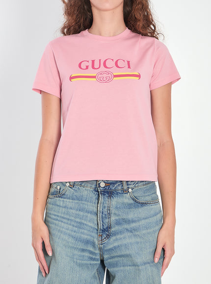 Gucci Printed Logo T-shirt Pink