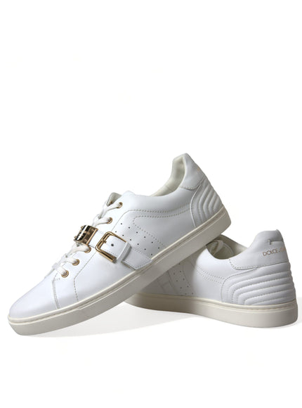 Dolce & Gabbana Leather Sneakers With Gold Buckle