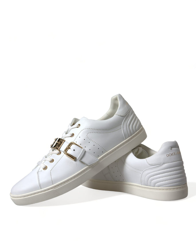 Dolce & Gabbana Leather Sneakers With Gold Buckle