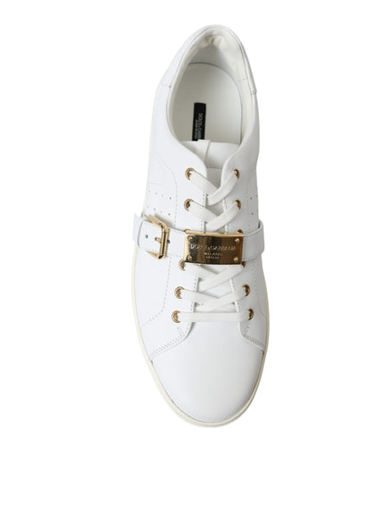 Dolce & Gabbana Leather Sneakers With Gold Buckle