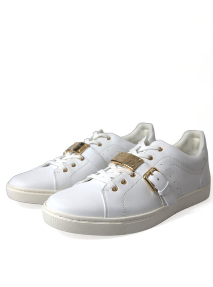 Dolce & Gabbana Leather Sneakers With Gold Buckle