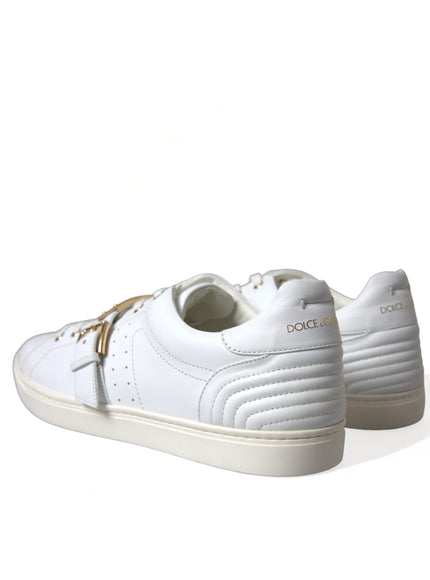 Dolce & Gabbana Leather Sneakers With Gold Buckle