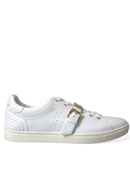 Dolce & Gabbana Leather Sneakers With Gold Buckle