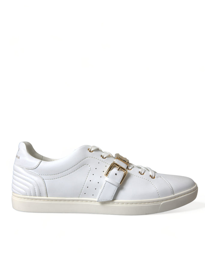 Dolce & Gabbana Leather Sneakers With Gold Buckle