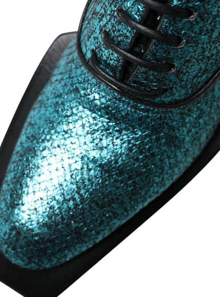 Dolce & Gabbana Teal Derby Block Heel Shoes